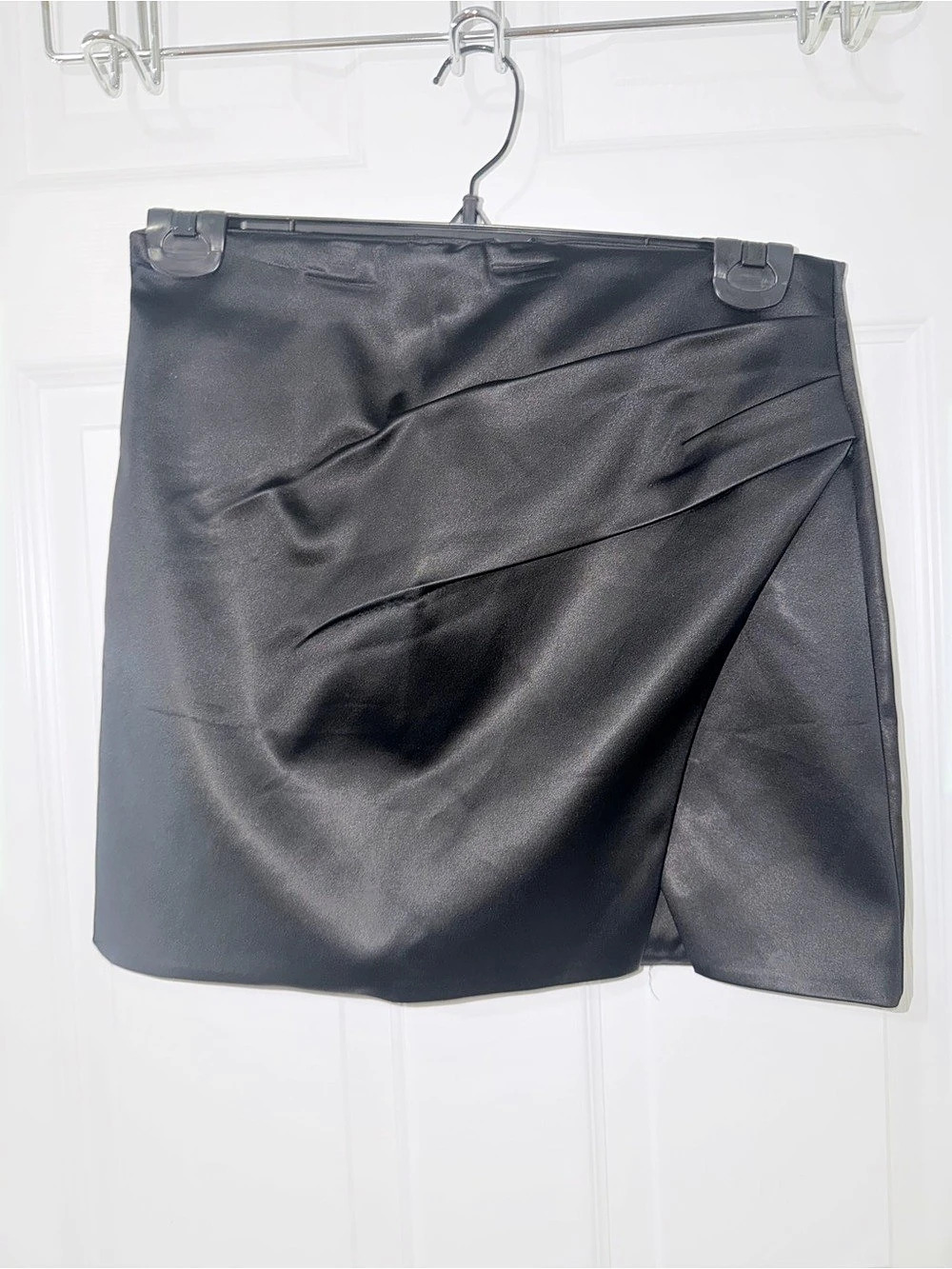 Ten by Babaton Draped Satin Slit Mini Skirt